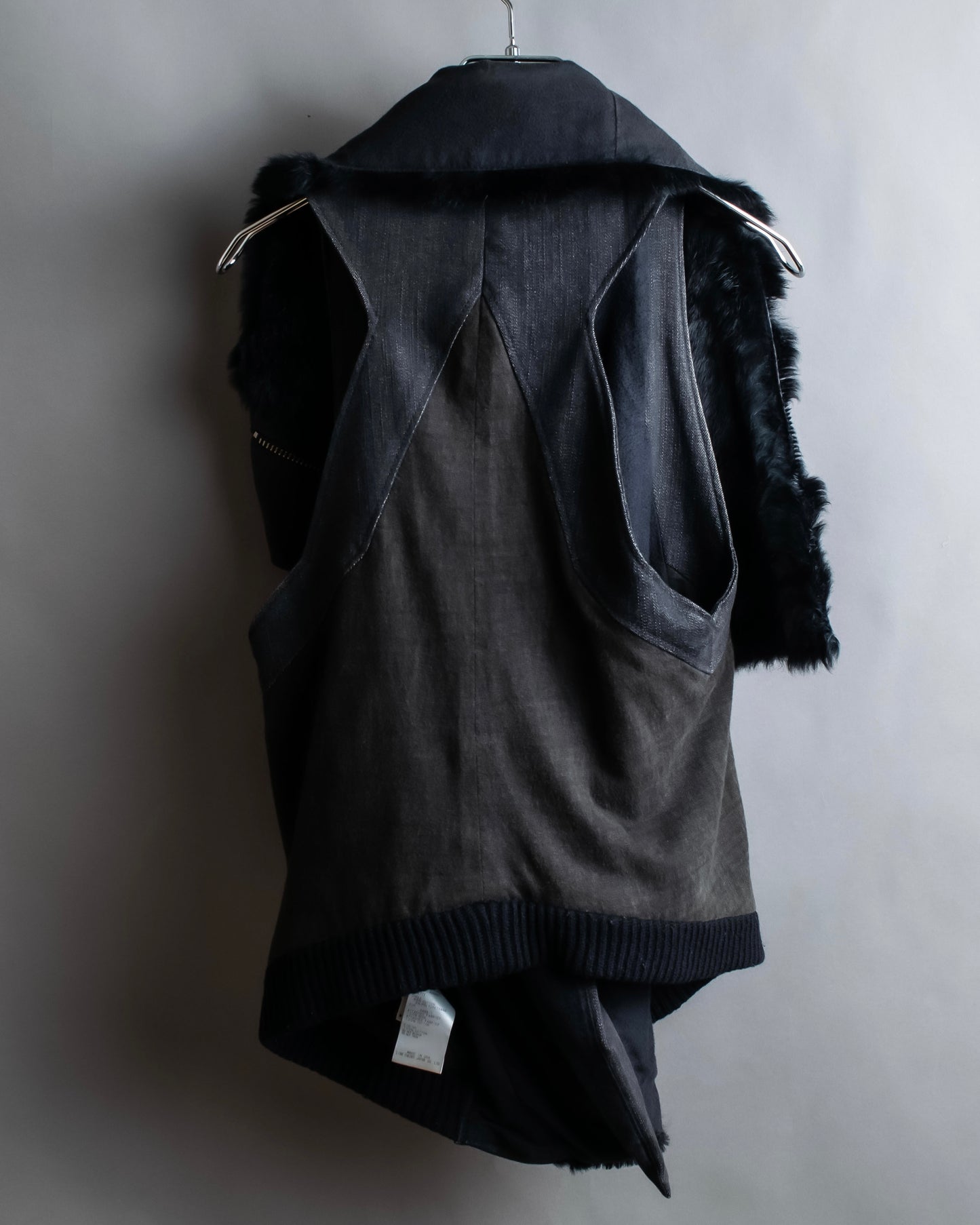 "HELMUT LANG" Fur docking denim switching design zipper best