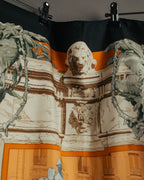 "Hermès" 90's-00's Architectural printed silk scarf