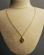 "Yves Saint Laurent" 80's-90's Gold tone rhinestone pendant necklace