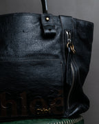 "Chloe" Eclipse series logo engraved leather tote bag