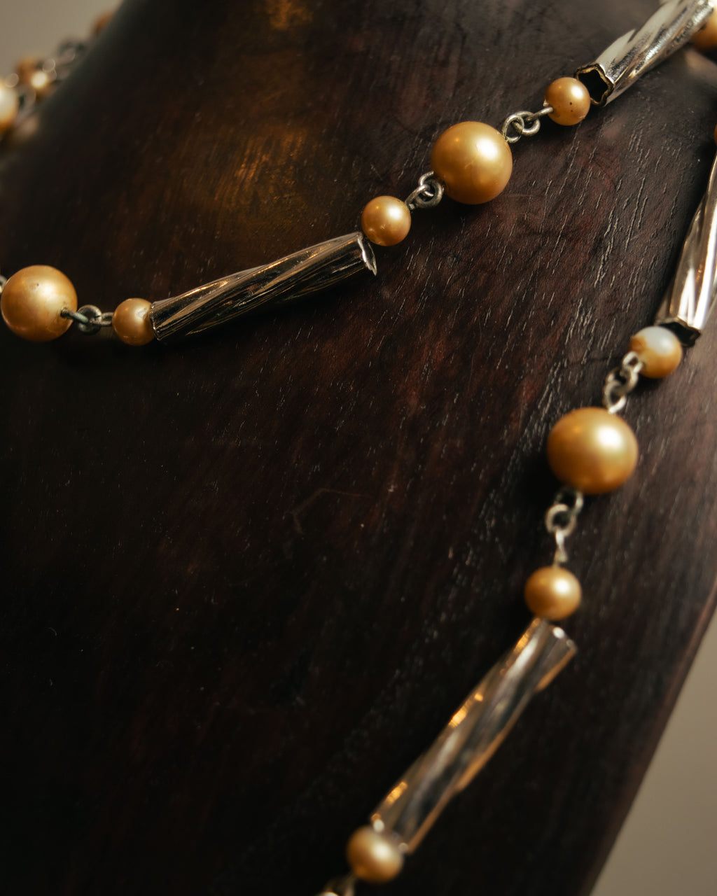 “Yves Saint Laurent” 80’s-90’s Cassandra logo mixed bead long necklace