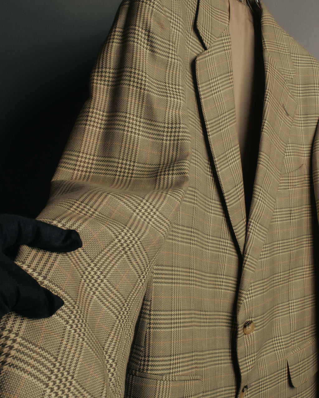 "GUCCI" 90's-00's Vintage houndstooth and glen check structured cotton jacket