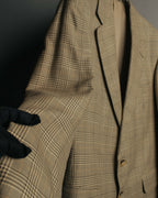 "GUCCI" 90's-00's Vintage houndstooth and glen check structured cotton jacket