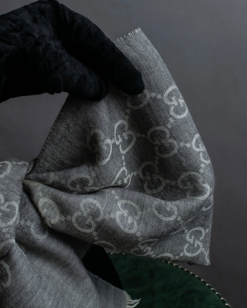 "GUCCI" GGpattern silk blend fringe stole