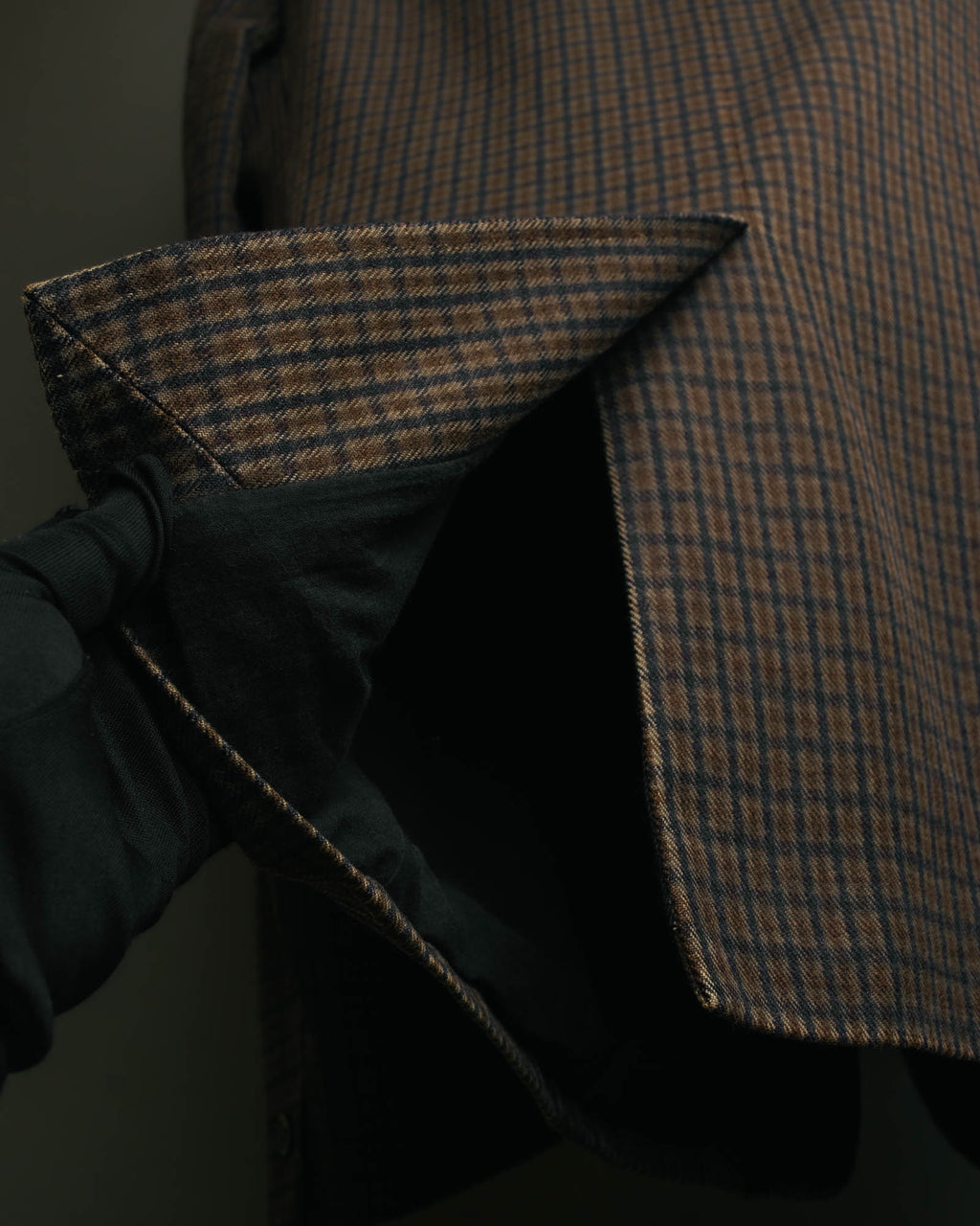 -SPECIAL- "Maison Martin Margiela" 00's Check shawl collar smoking jacket with satin contrast