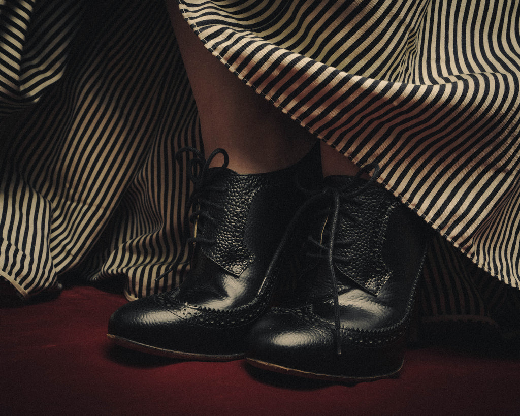 -SPECIAL- “Thom Browne” 2010’s- pebbled leather wingtip lace-up heels