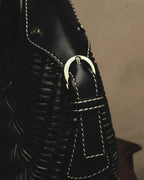 -SPECIAL- “Salvatore Ferragamo” 90’s-00’s Woven leather half moon handle bag