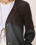 MARK JACOBS/ Mohair Blend Block Bicolor Knit Cardigan Brown × Dark Green