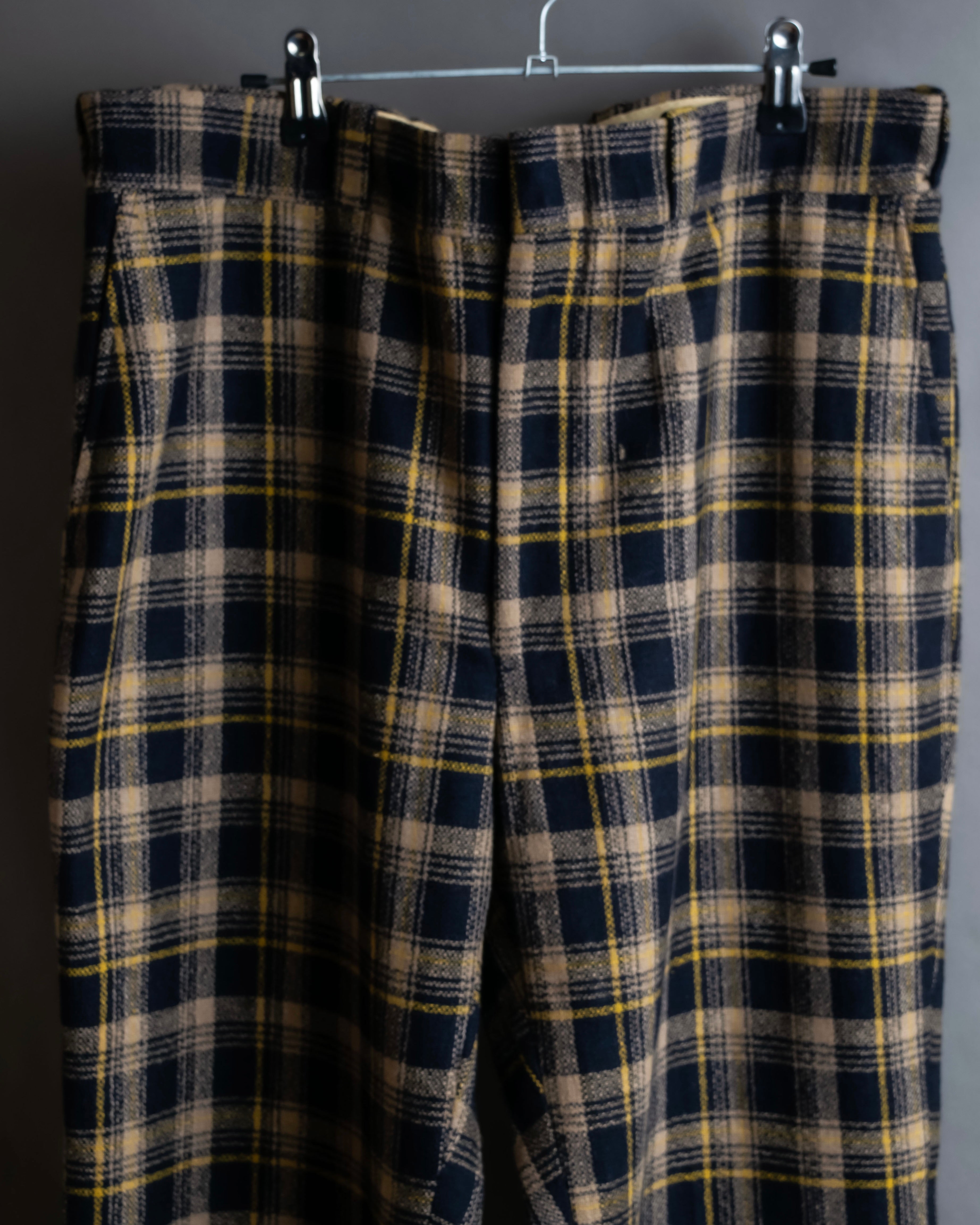 "Vintage tartan check wide tapered slacks"