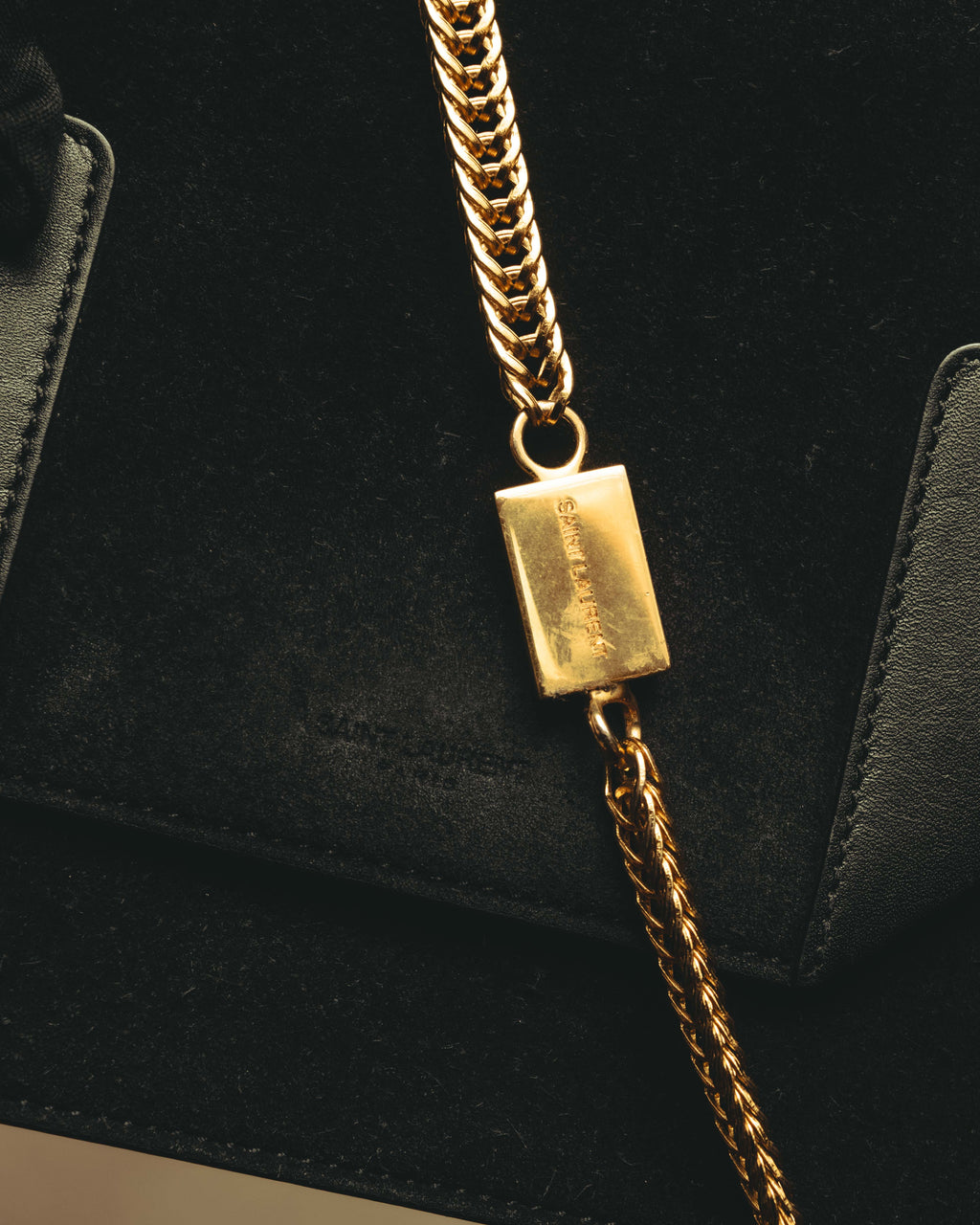 -SPECIAL- "Saint Laurent" 2013-2017 Betty suede and leather geometric flap chain shoulder bag