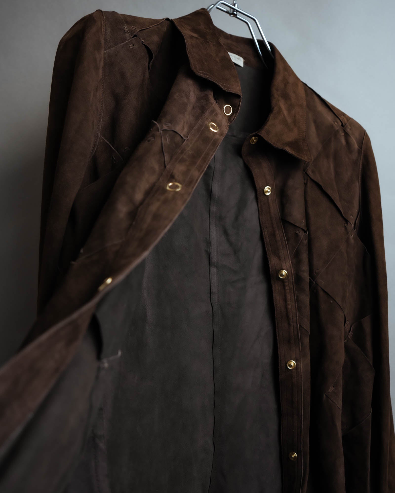 -SPECIAL- “BOTTEGA VENETA” 80’s-90’s Intrecciato suede leather shirt