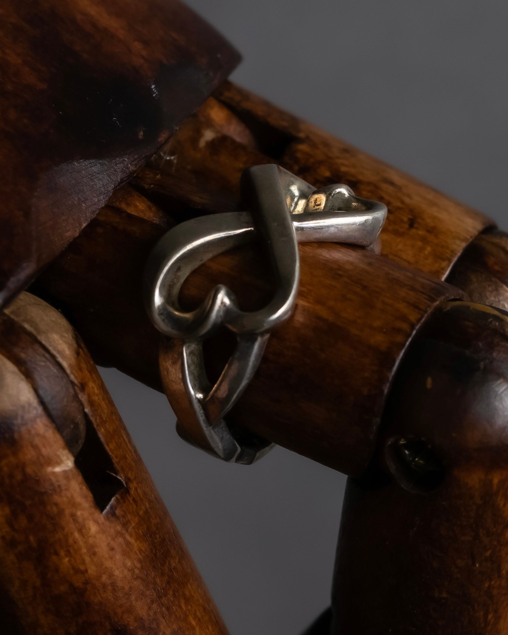 "Tiffany&Co" Double loving heart design silver ring