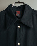 "Jean Paul Gaultier Classique" 90's Geometric jacquard total-pattern shirt with shell buttons