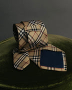 "BURBERRY LONDON" 00's Beige checked silk necktie