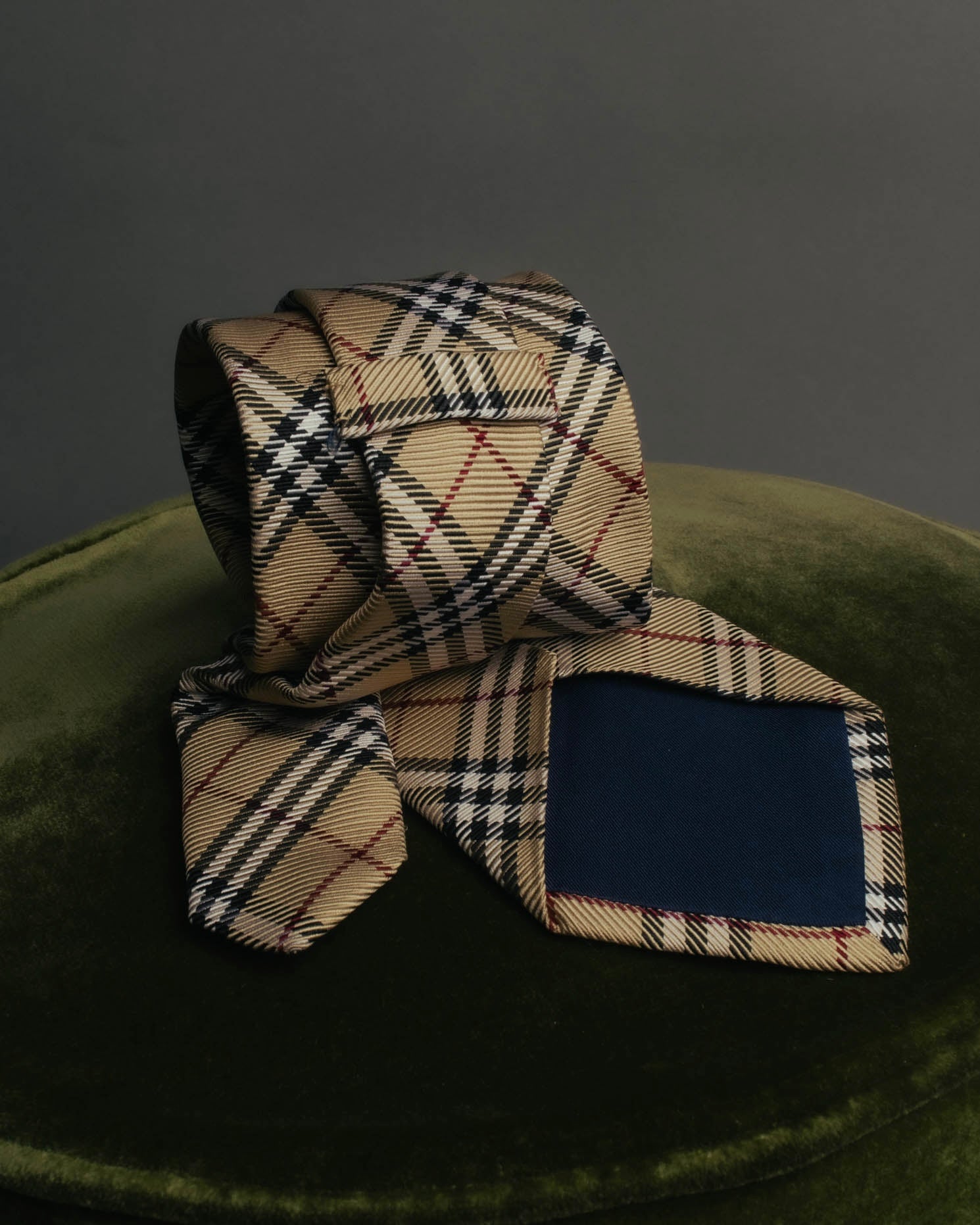"BURBERRY LONDON" 00's Beige checked silk necktie