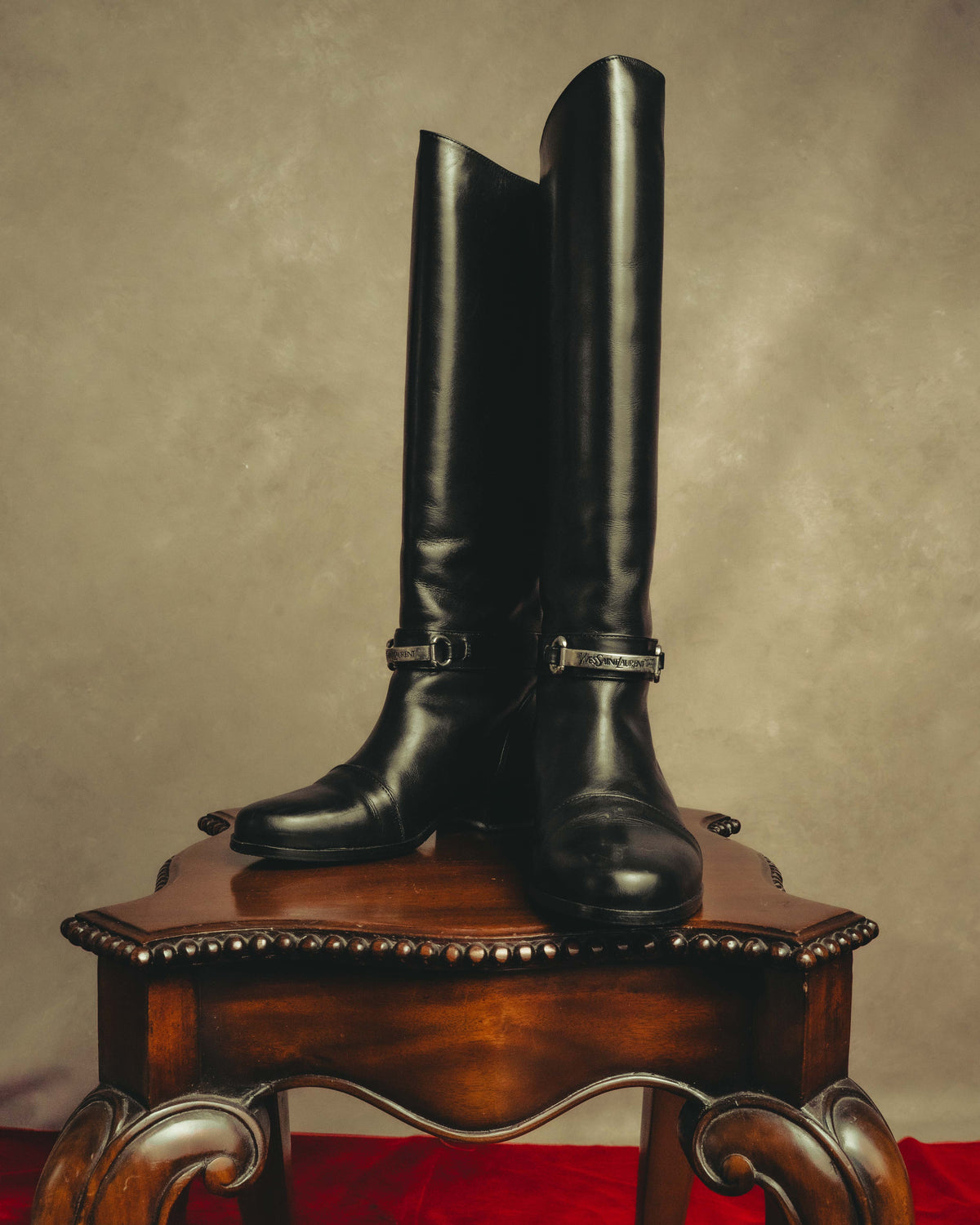 "Yves Saint Laurent" 90's Logo hardware knee-high boots