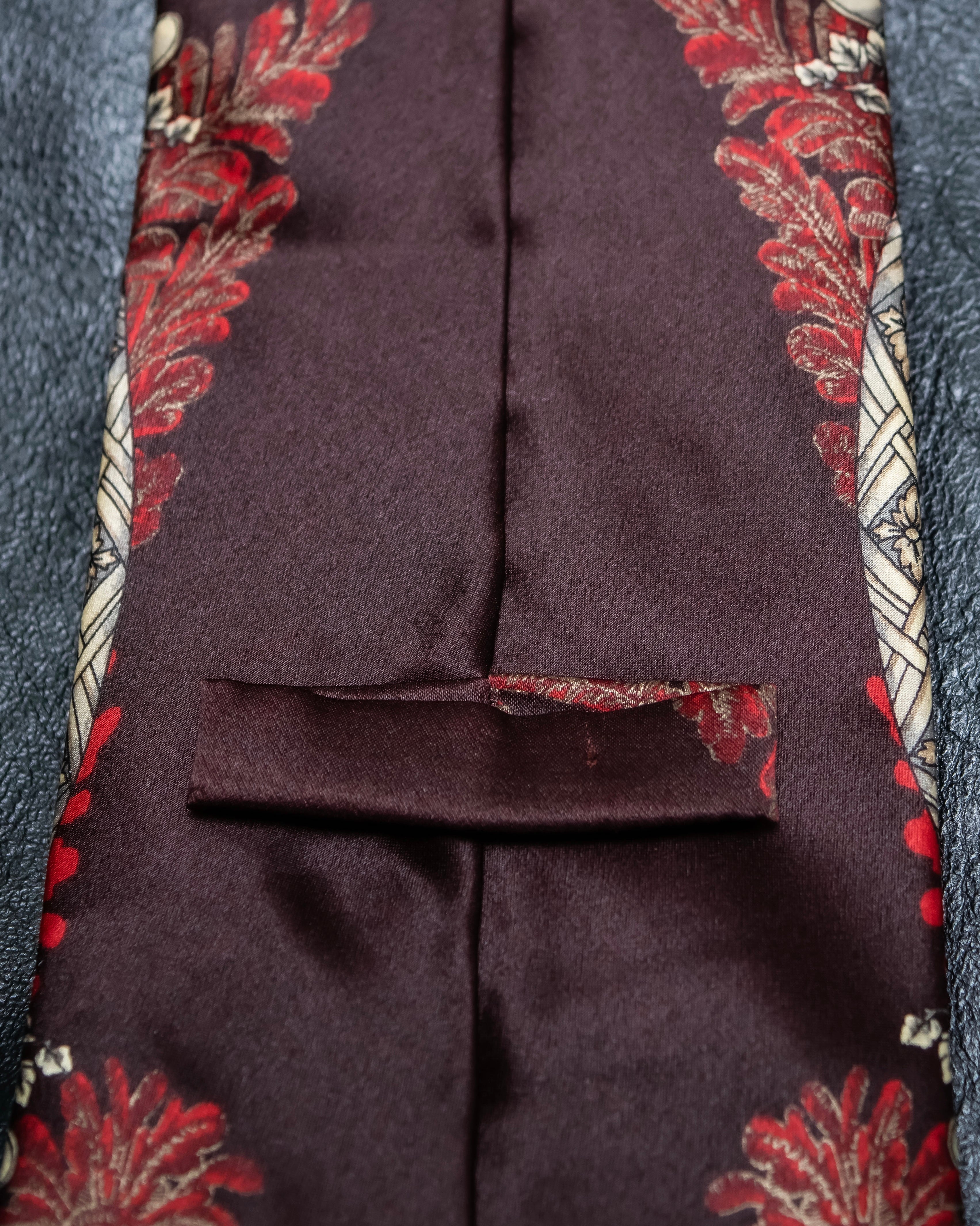 "GIANFRANCO FERRE" Beautiful botanical and frame design necktie