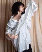 "MM6 MAISON MARGIELA" 20SS Frilled overlay cotton hybrid shirt