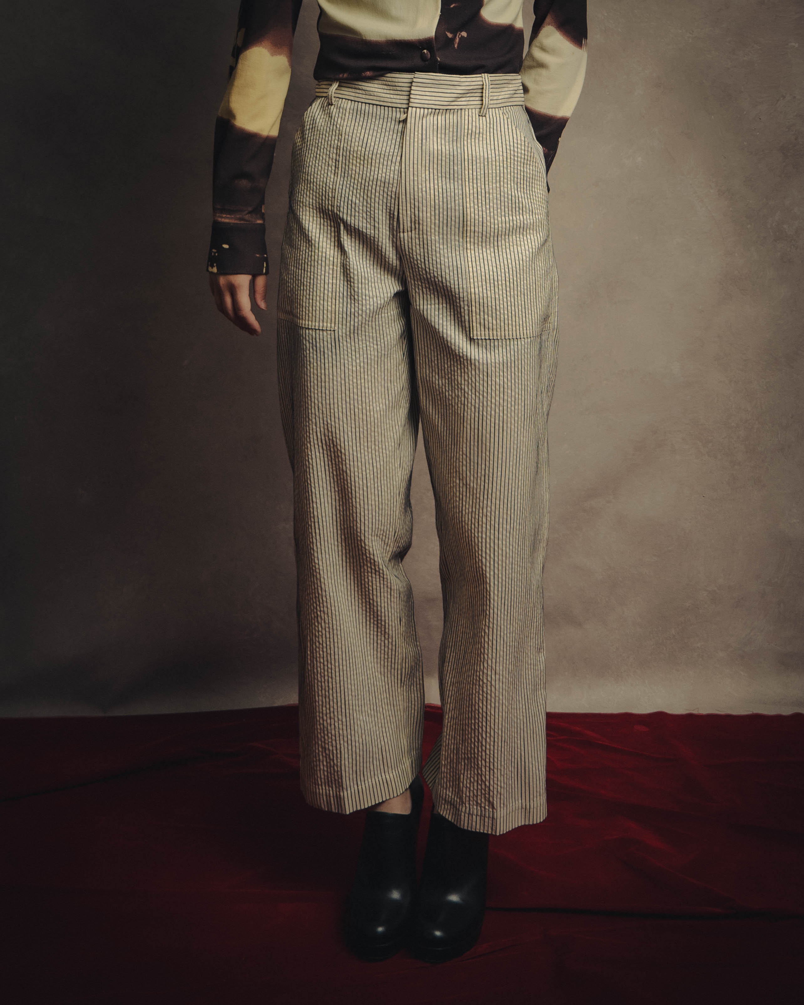 -SPECIAL- “Christian Dior” 20’s silk cotton striped straight trousers