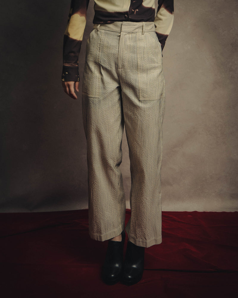 -SPECIAL- “Christian Dior” 20’s silk cotton striped straight trousers
