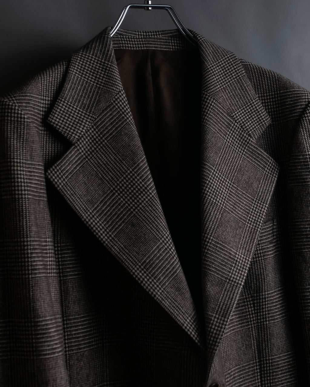 "YVES SAINT LAURENT" Glen plaid oversized wool tailored jacket