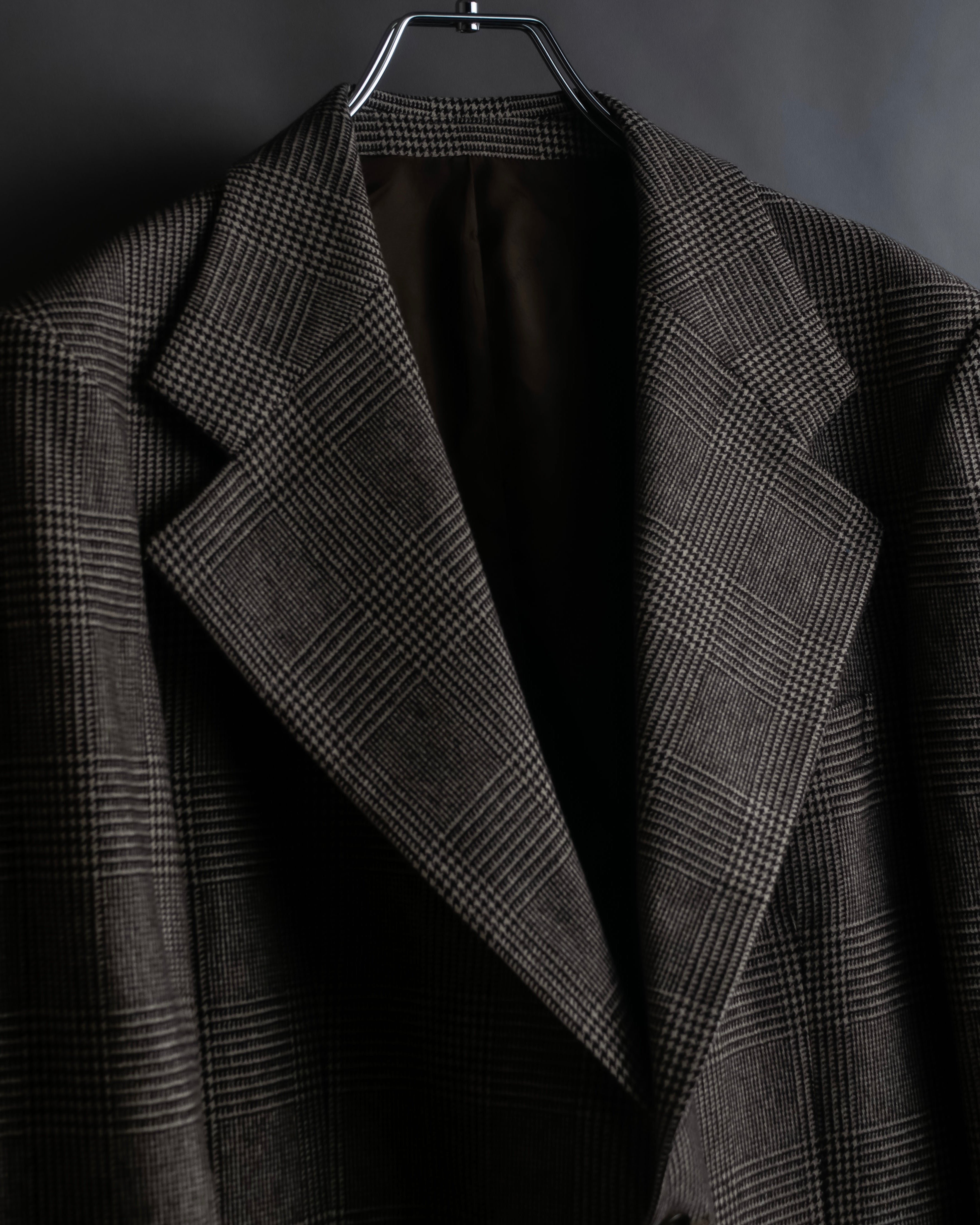 "YVES SAINT LAURENT" Glen plaid oversized wool tailored jacket