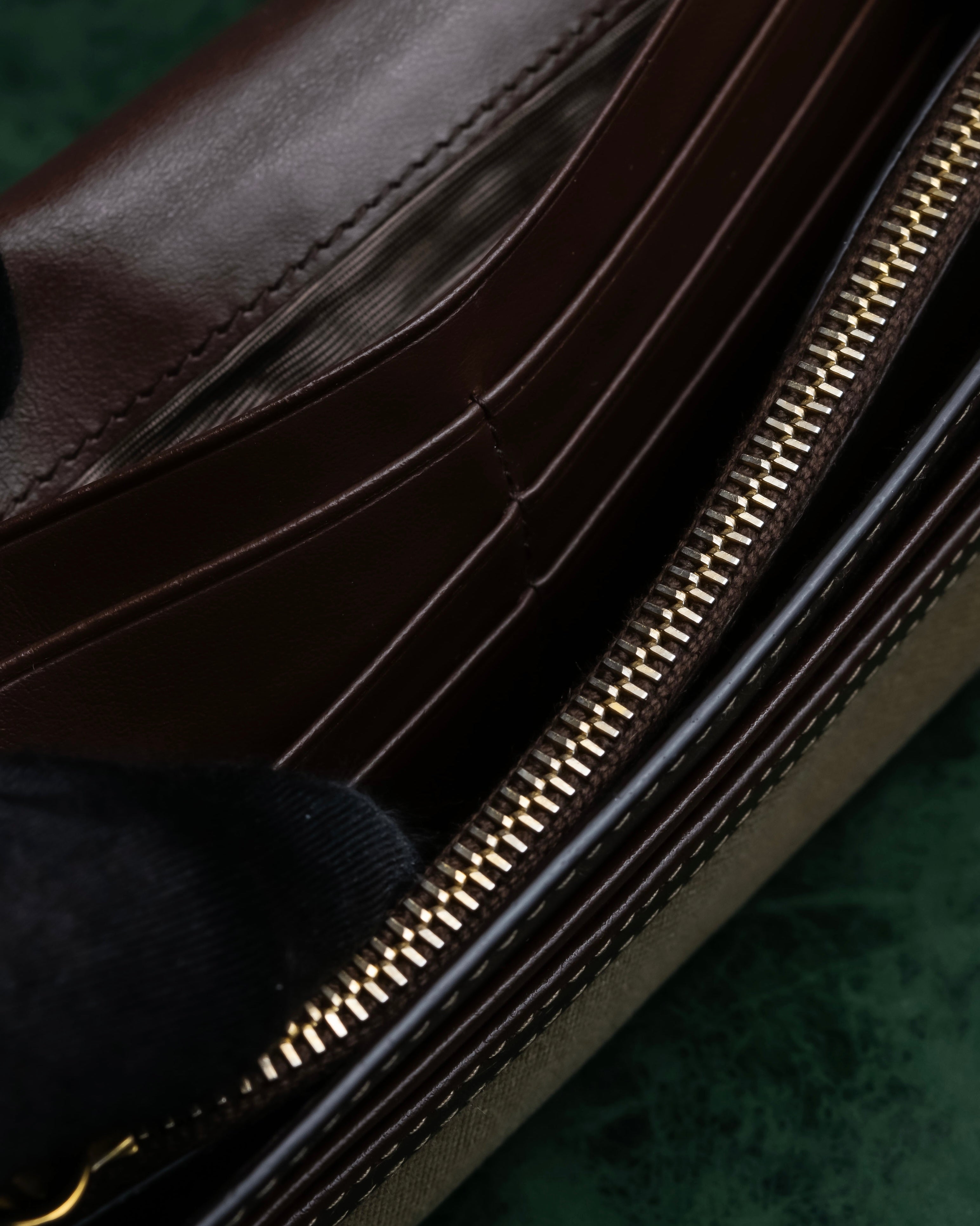 "PRADA" Logo engraved canvas combination long wallet