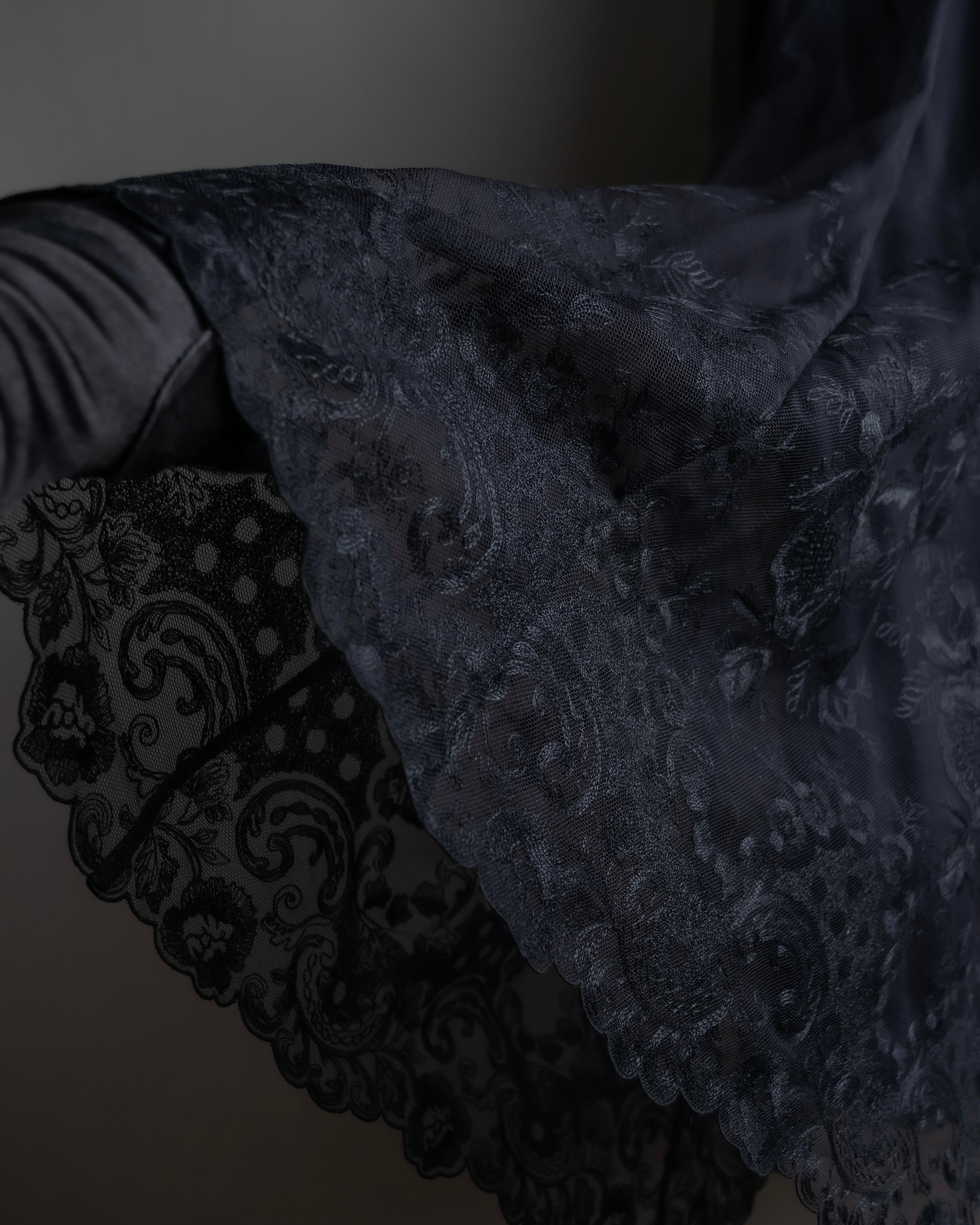 "LOUIS VUITTON" Tiered embroidered design flared skirt