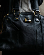 "YVES SAINT LAURENT" Gold parts design Muse toe leather bag