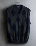 "Vintage argyle pattern knit vest"
