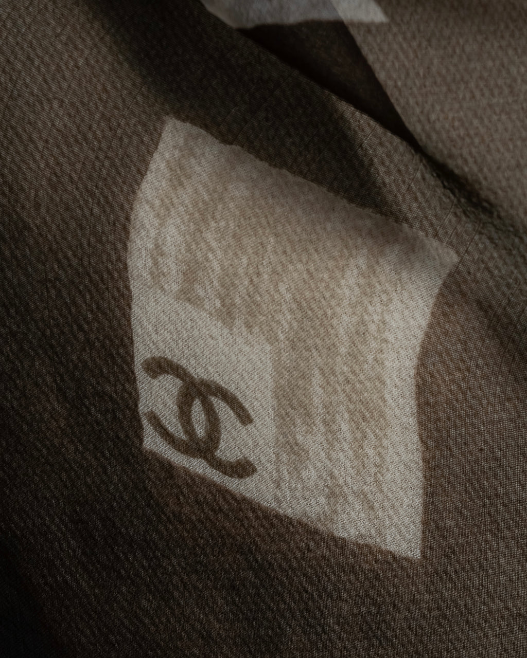 "CHANEL" 90's Square icon logo pattern sheer silk scarf