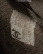 "CHANEL" 90's Square icon logo pattern sheer silk scarf
