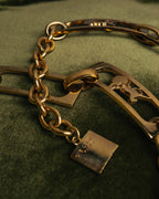 "CELINE" 70's-80's Sulky motif gold metal chain belt