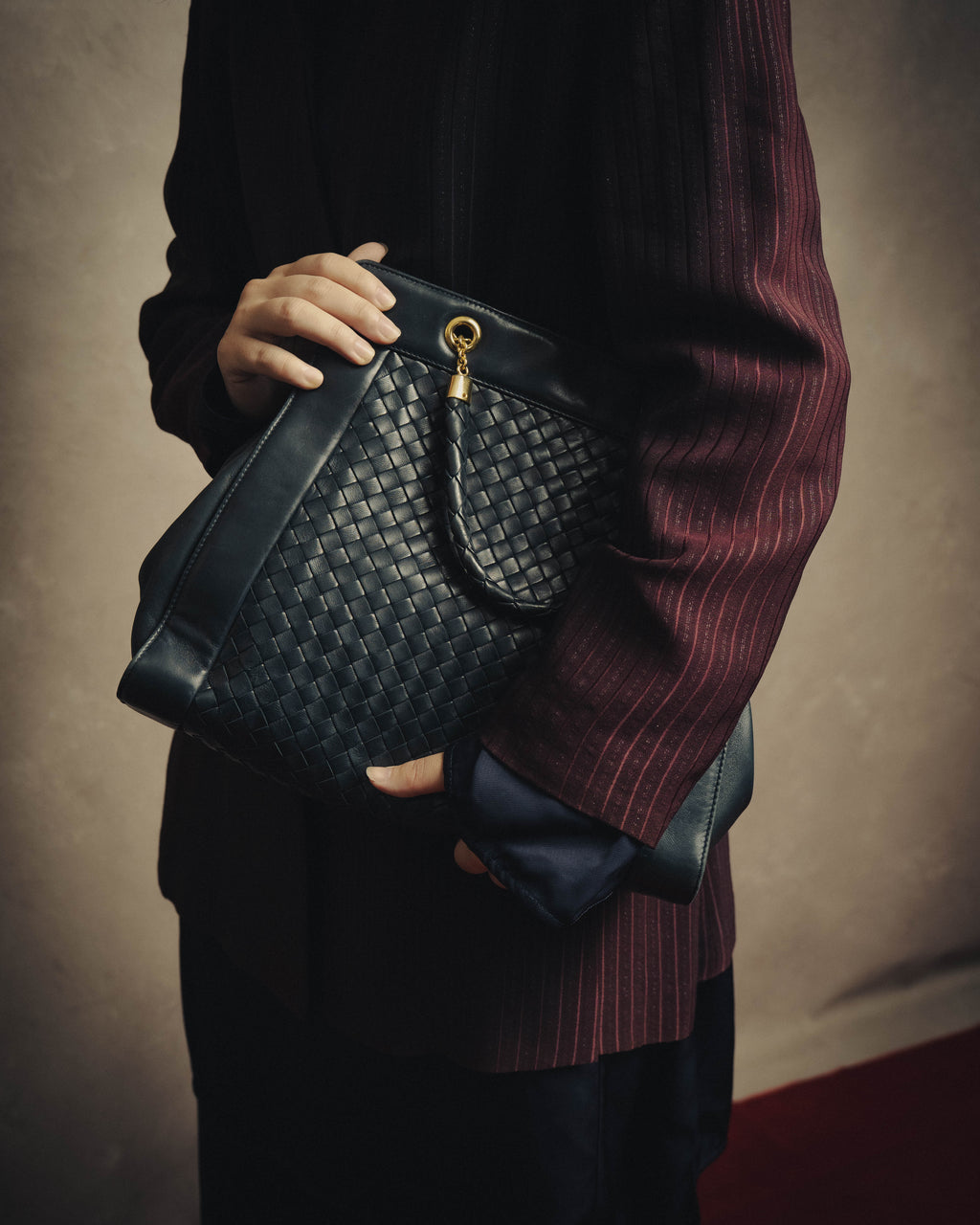 -SPECIAL- “Bottega Veneta” 00’s intrecciato braided handle oversized leather tote bag