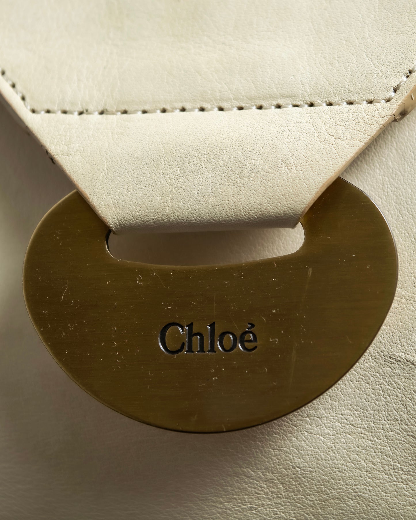 "Chloe" Gold parts design horizontal leather bag