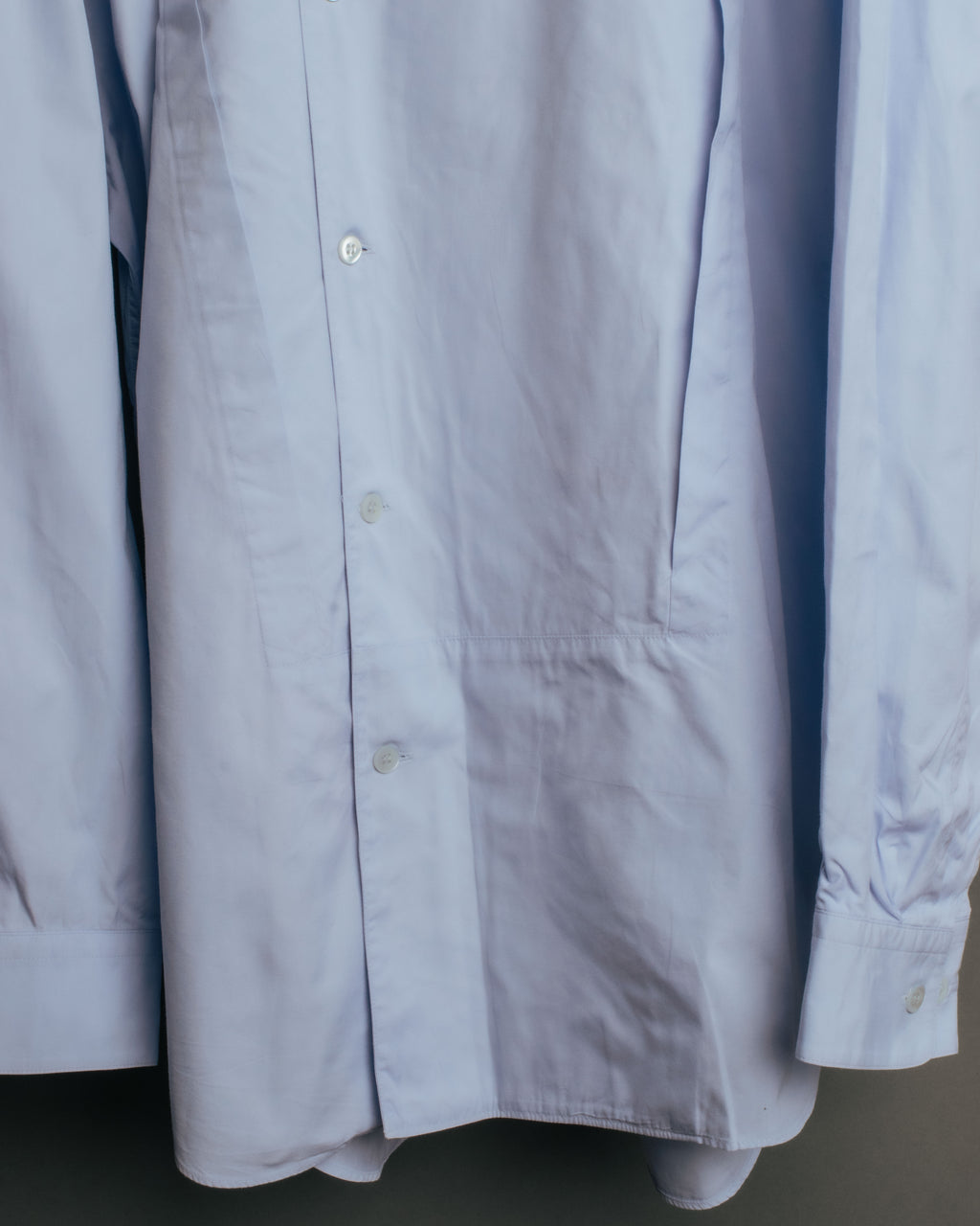 “ISSEY MIYAKE” 90’s-00’s Asymmetric stand collar cotton shirt