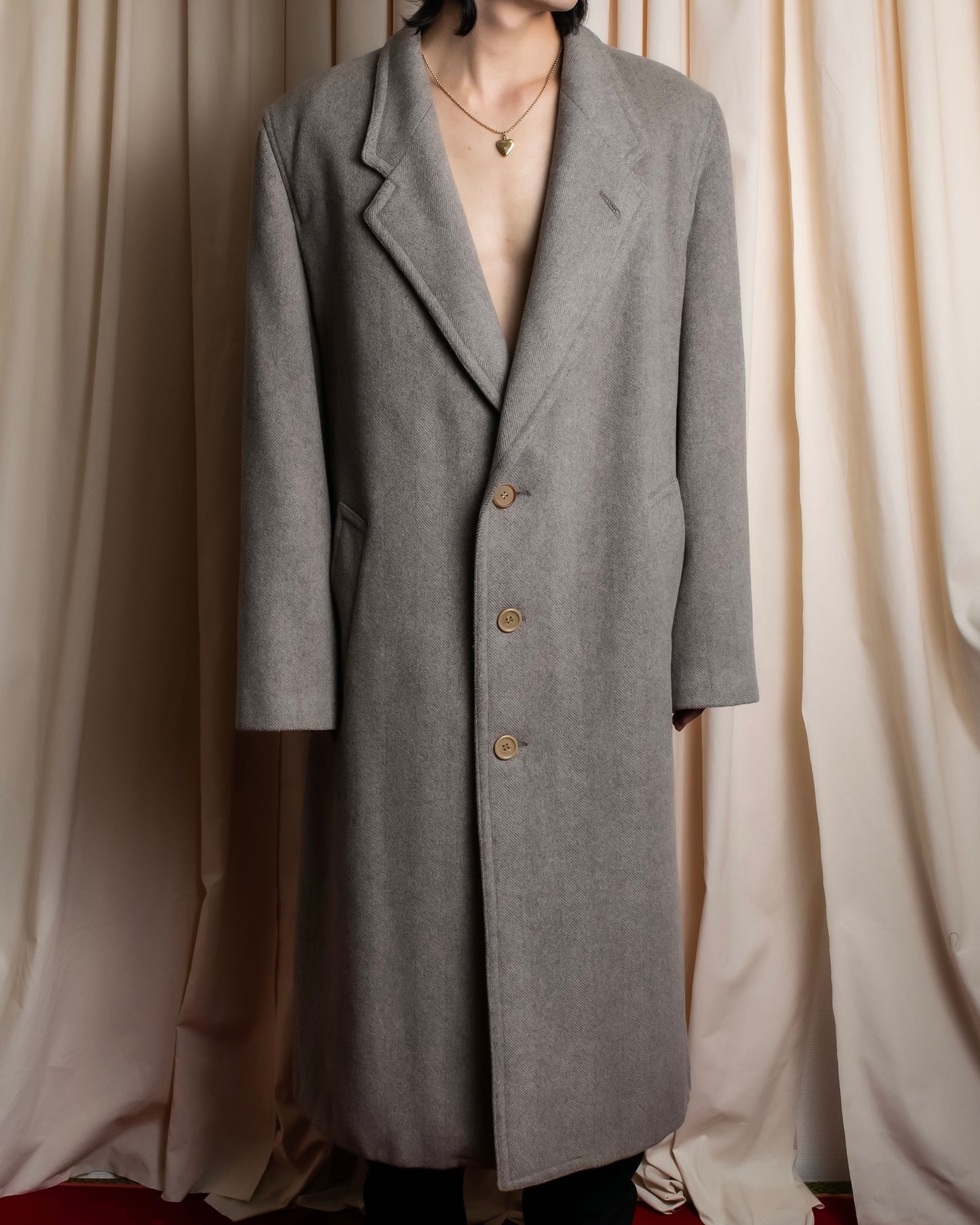 Vintage brushed feel oversized maxi length chester coat