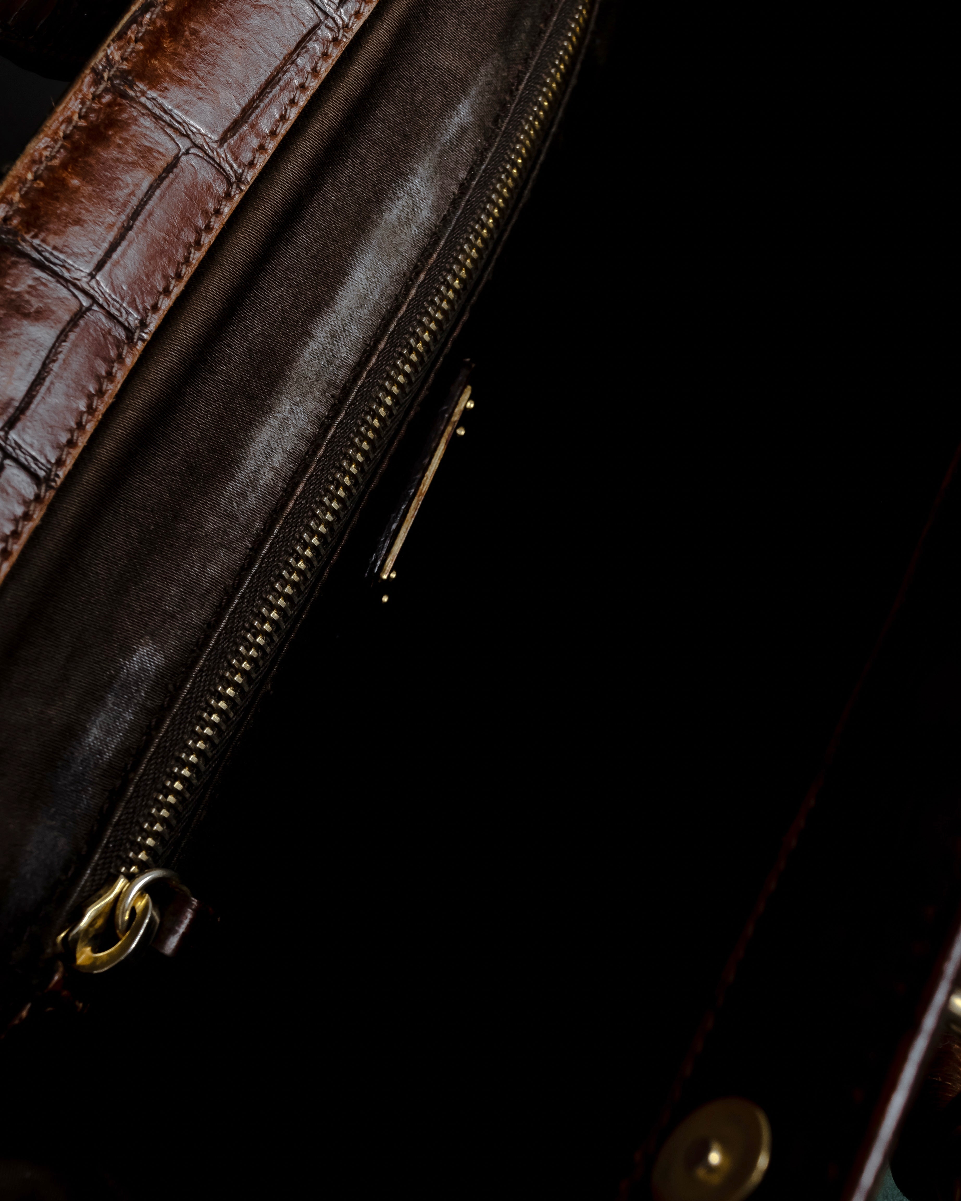 "MIU MIU" Antique design crocodile embossed leather 2way bag