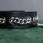 "Dior" Silver chain inlaid leather bracelet