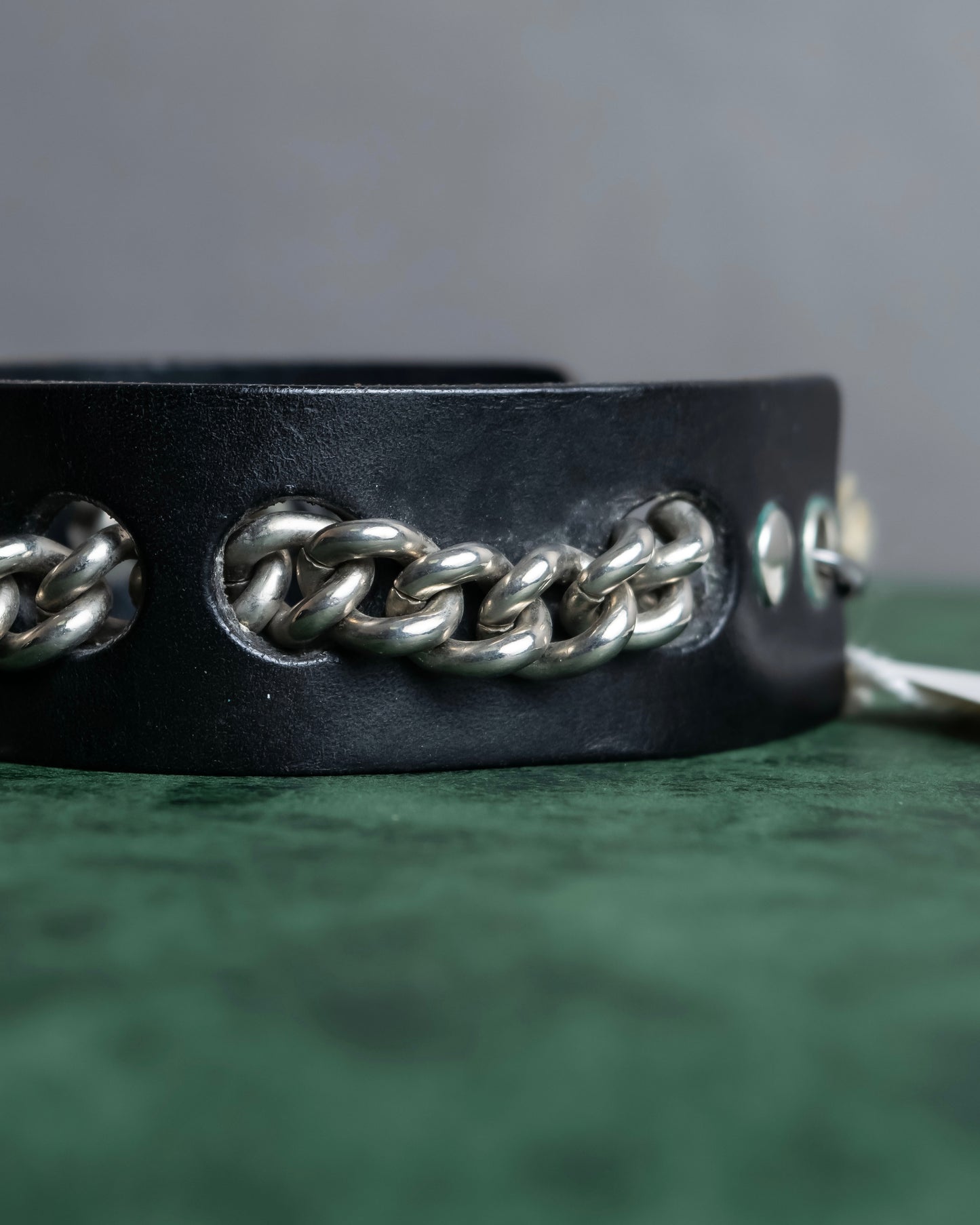 "Dior" Silver chain inlaid leather bracelet