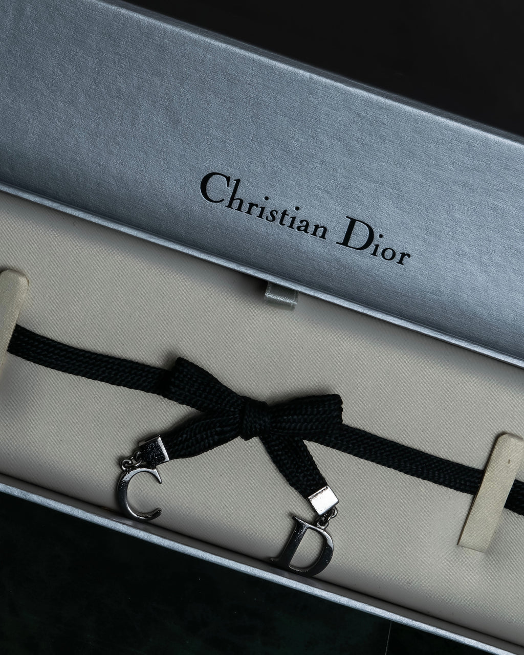 "Christian Dior" Logo design charm ribbon tie bracelet