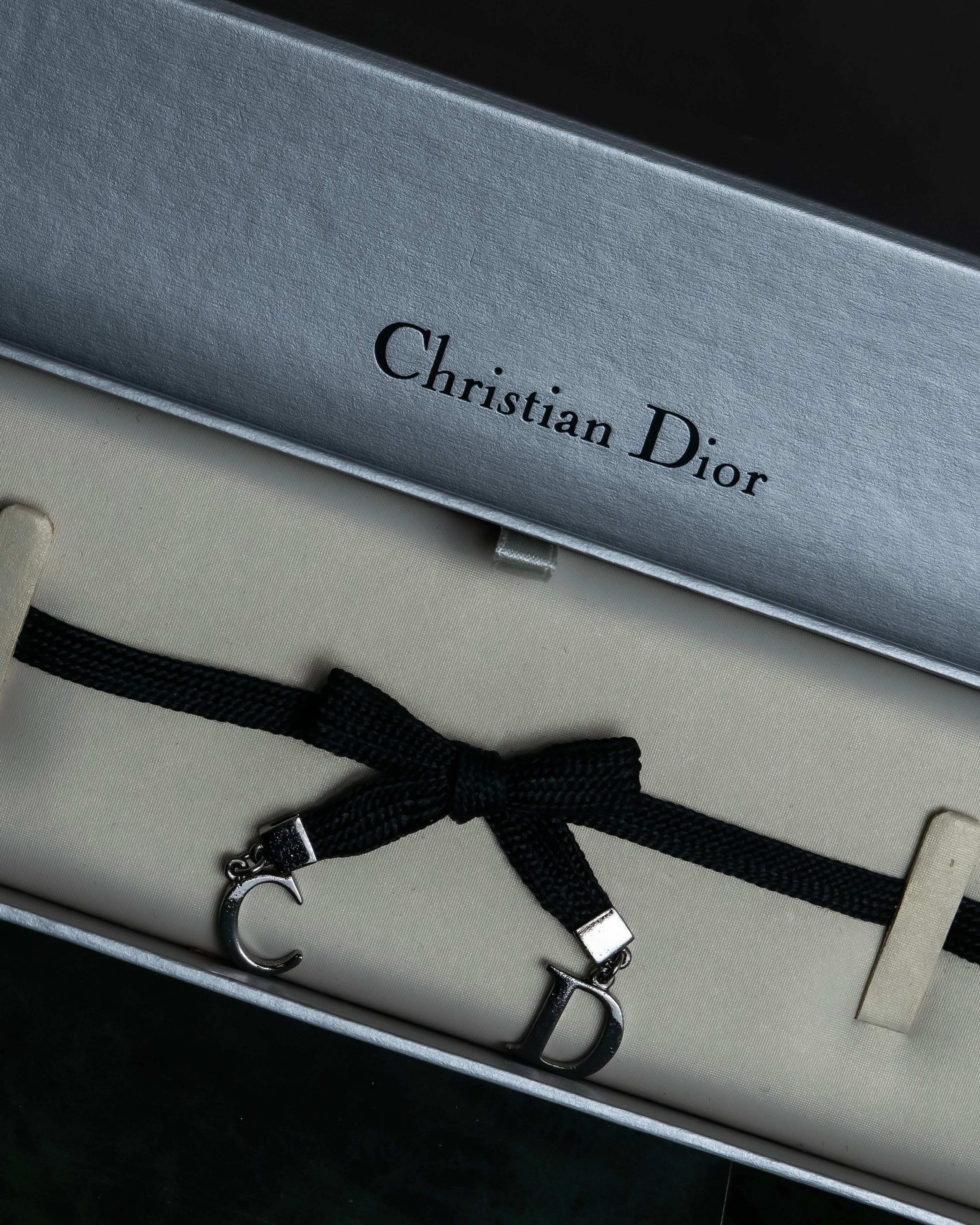 "Christian Dior" Logo design charm ribbon tie bracelet