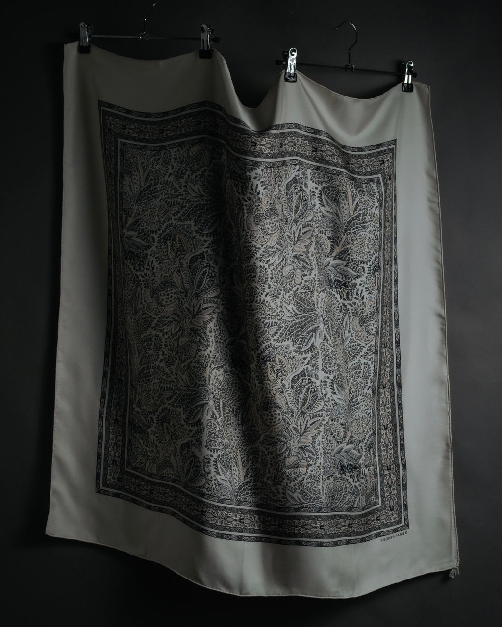 “HERMES” 1995–2005 Paisley botanical silk twill carré scarf