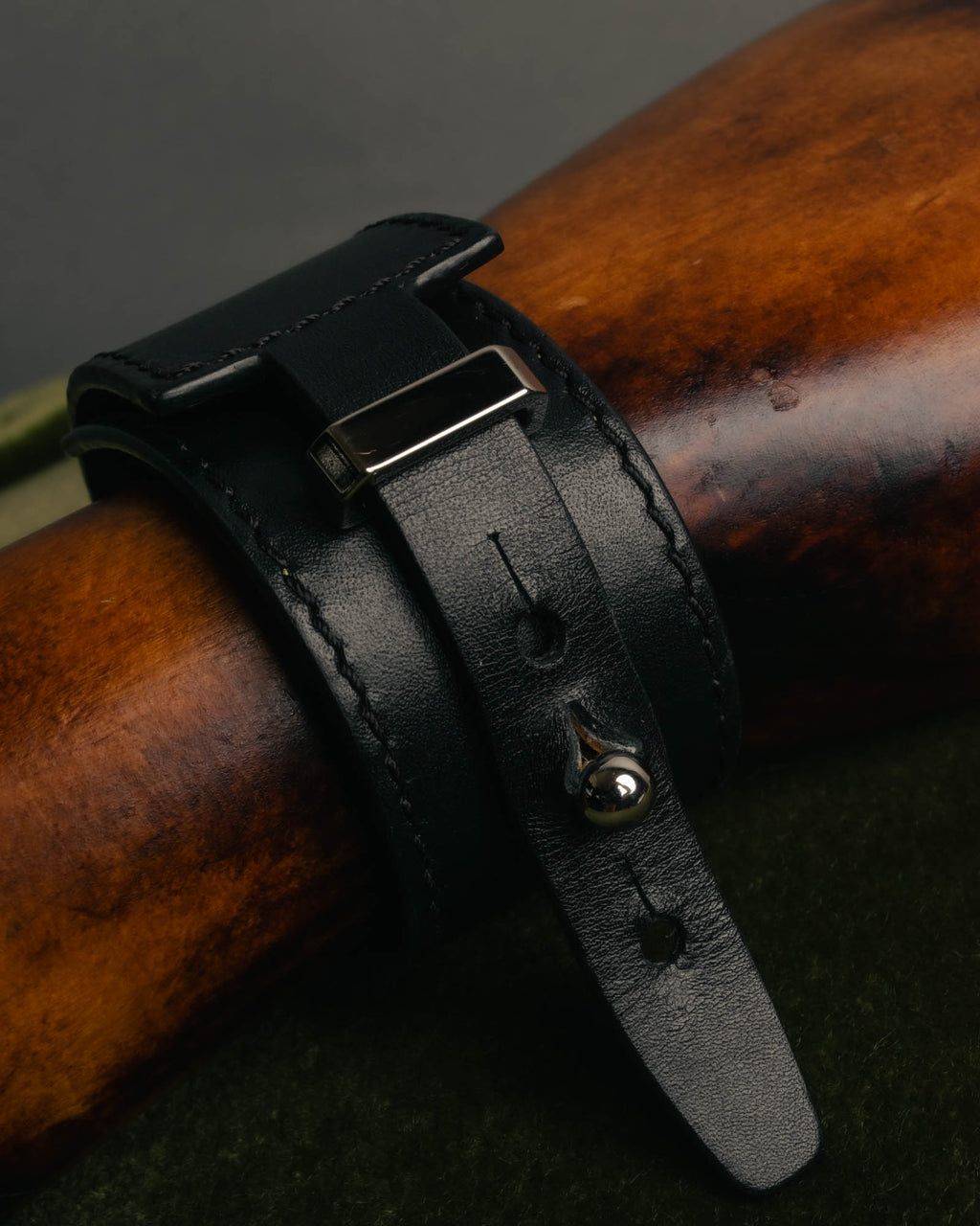 “LOEWE” 2010’s-2020’s industrial leather cuff bracelet