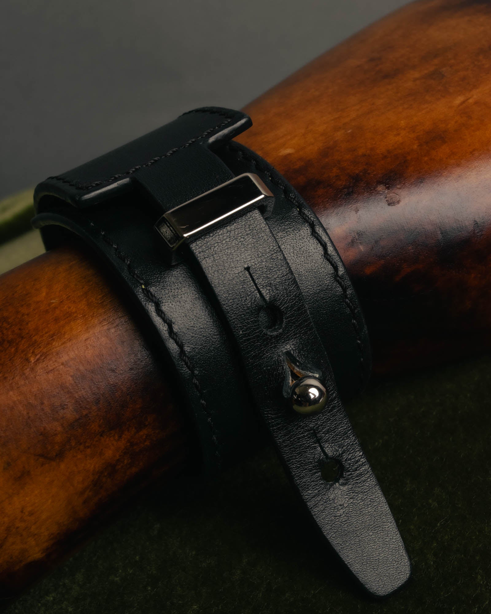 “LOEWE” 2010’s-2020’s industrial leather cuff bracelet