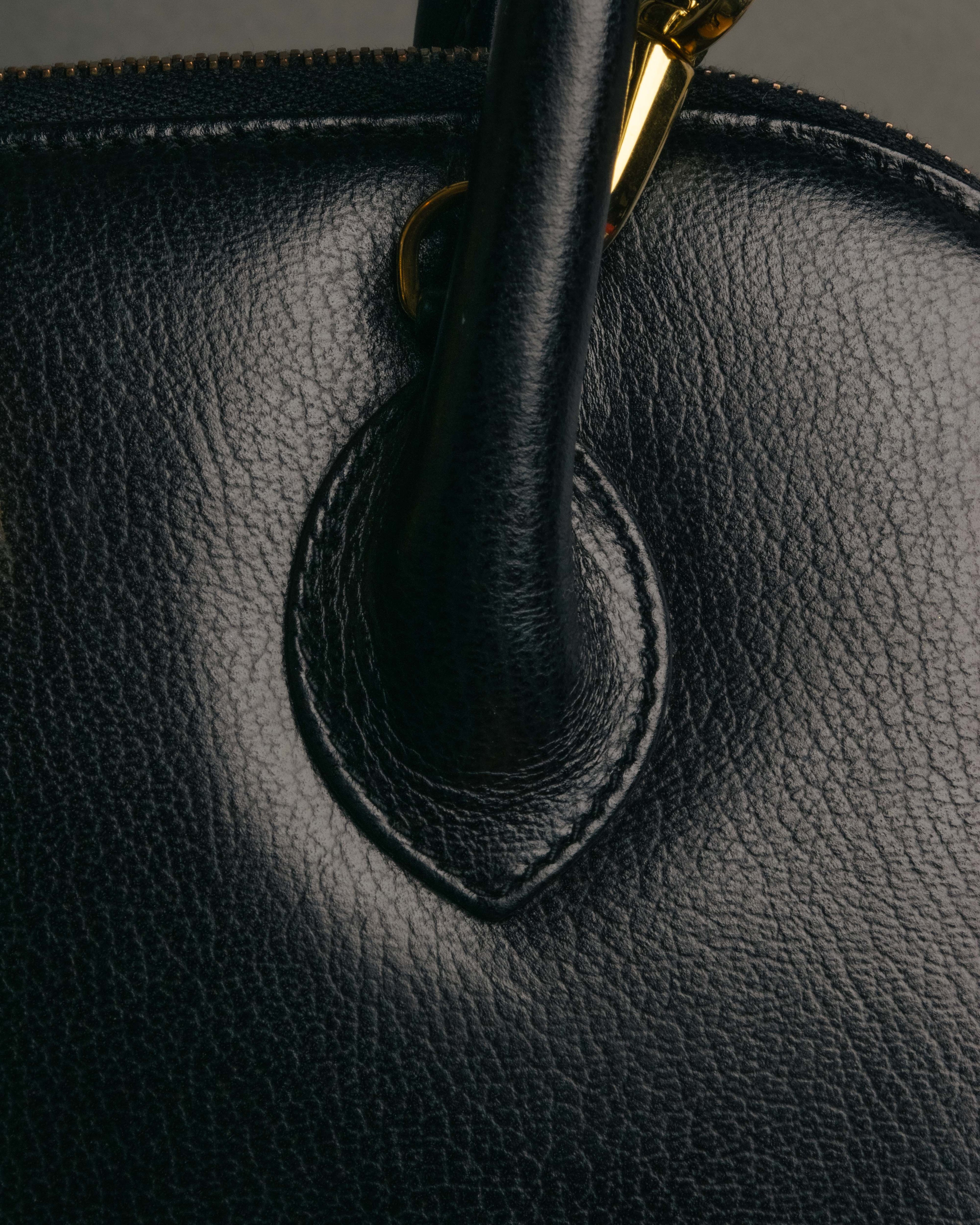 "Salvatore Ferragamo" 90's-00's Vintage iconic gancini pebbled leather dome top handle bag
