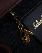 "Salvatore Ferragamo" Coin motif metal design leather hand bag