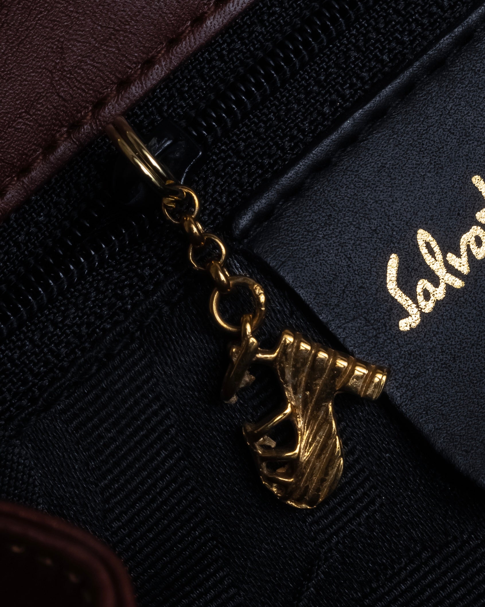 "Salvatore Ferragamo" Coin motif metal design leather hand bag