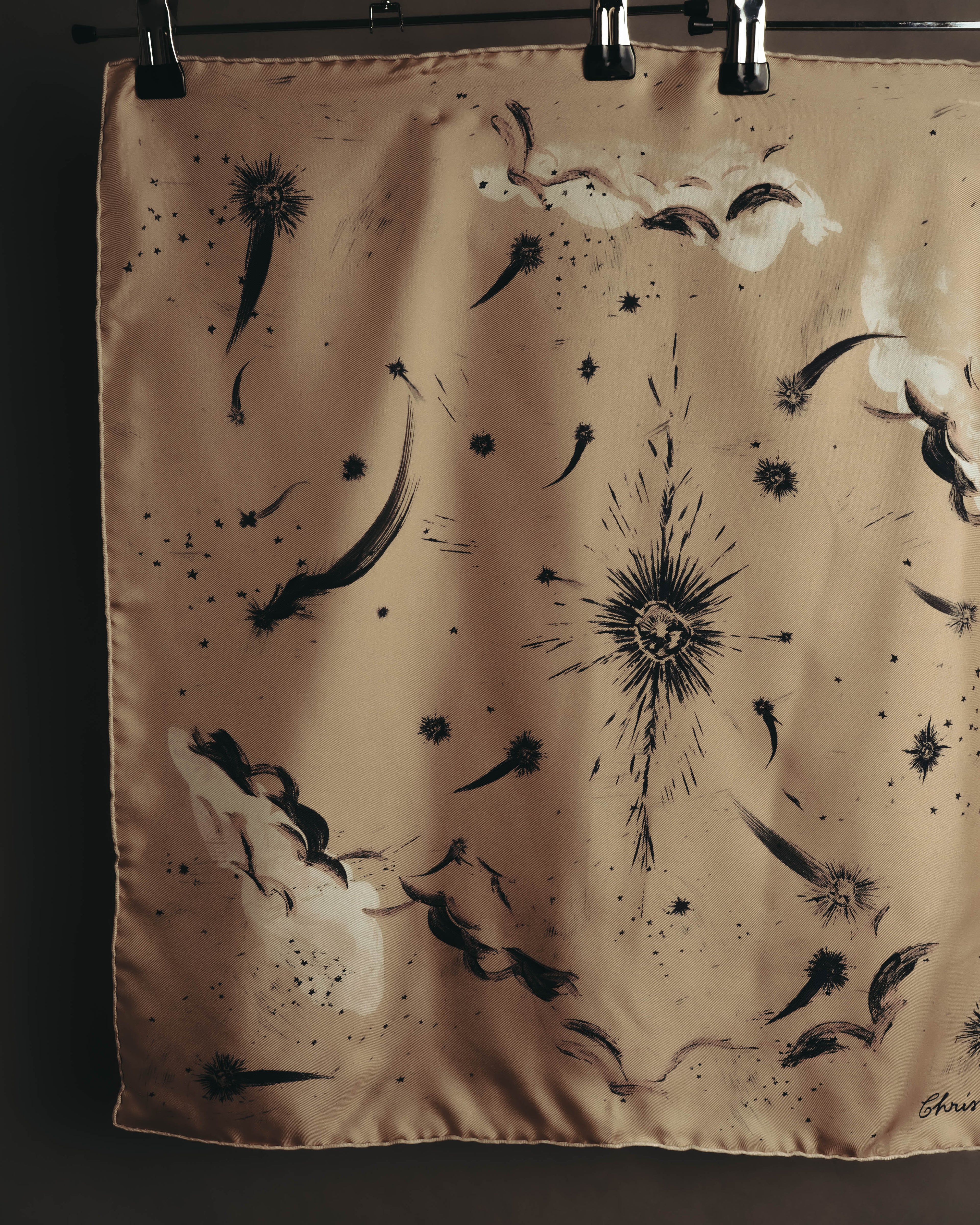 –SPECIAL– "Christian Dior" Celestial print silk square scarf