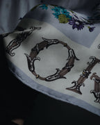 "Christian Dior" 80’s-90’s botanical dior typography silk scarf
